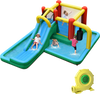 Inflatable Water Slide Climbing Bounce House with Tunnel and 735W Blower