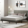 Queen size upholstered bed frame with tufted headboard, featuring solid wooden slats and spacious under-bed storage.
