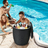 9.5 Gallon 4-in-1 Patio Rattan Cool Bar Cocktail Table Side Table-Black - Gallery View 1 of 10