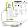 Portable 1000W steam cleaner in green with 10 accessories, ideal for efficient cleaning of various surfaces.