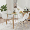 Modern Glass Rectangular Dining Table with Metal Legs-Natural - Gallery View 1 of 12