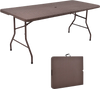 6 Feet Folding Portable Rattan Table with Carrying Handle