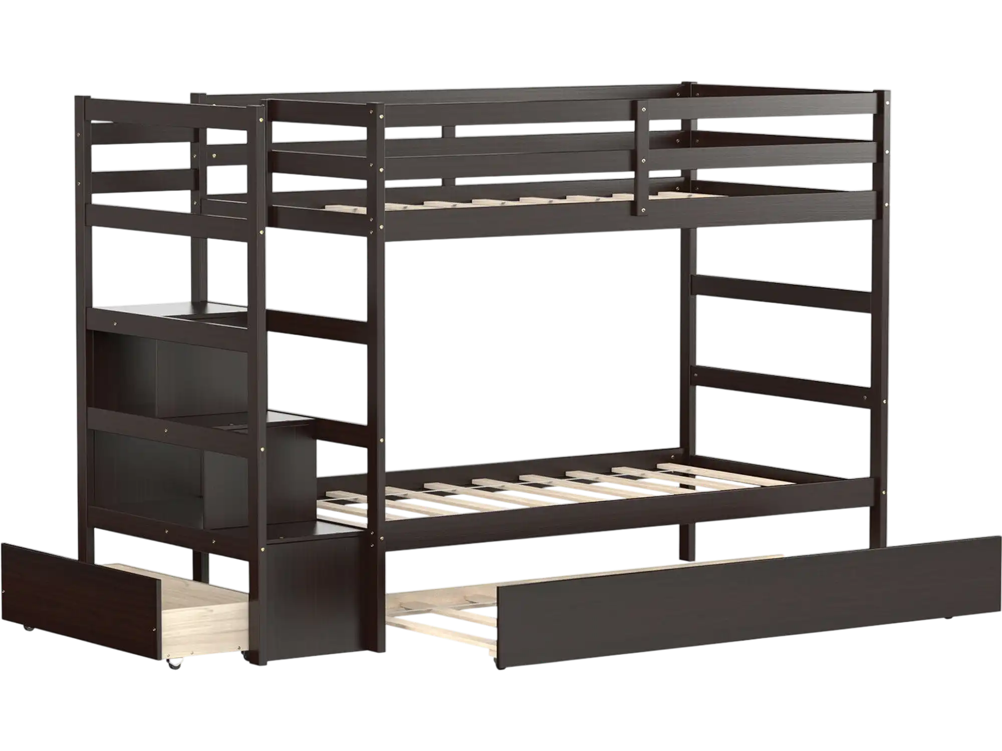 Costway Twin Over Twin Bunk Bed w/ Storage Shelf Drawer 94163027 New