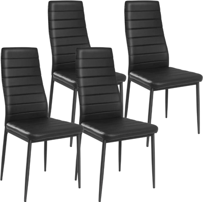 Costway Modern Leather Dining Chairs Set of 4 Metal Frame 28539417 New