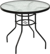 32 Inch Patio Tempered Glass Steel Frame Round Table with Convenient Umbrella Hole