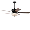 52-inch black ceiling fan with 5 reversible blades and retro design, featuring 3 wind speeds and remote control for.
