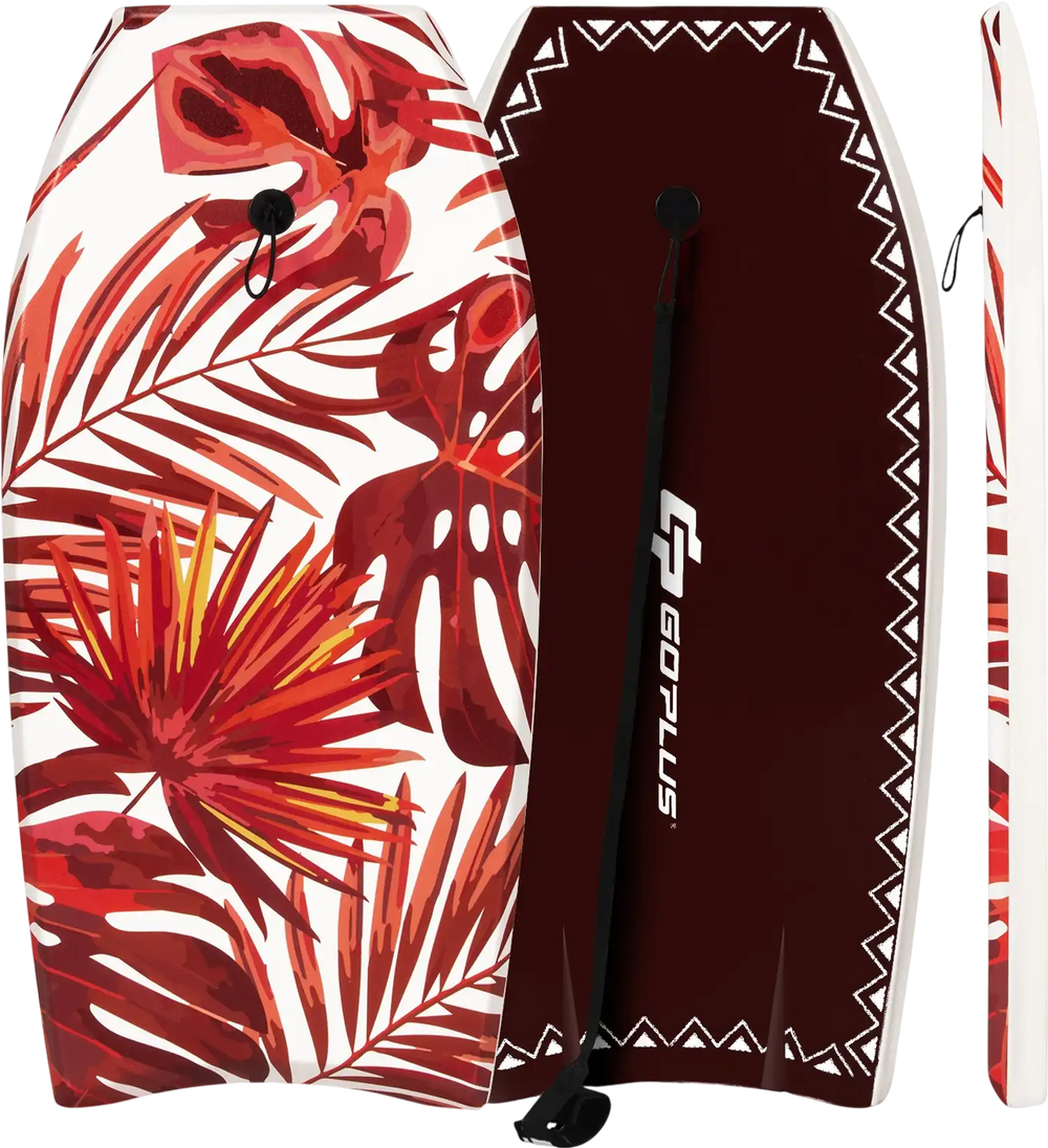 41-inch lightweight surfboard with a colorful floral design, featuring an EPS core and safety leash for kids and adults.