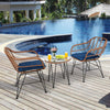 3 Pieces Patio Rattan Bistro Set with Cushion-Navy - Gallery View 1 of 12