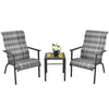 3-piece gray patio bistro set featuring high backrest chairs and a compact table, perfect for outdoor relaxation.