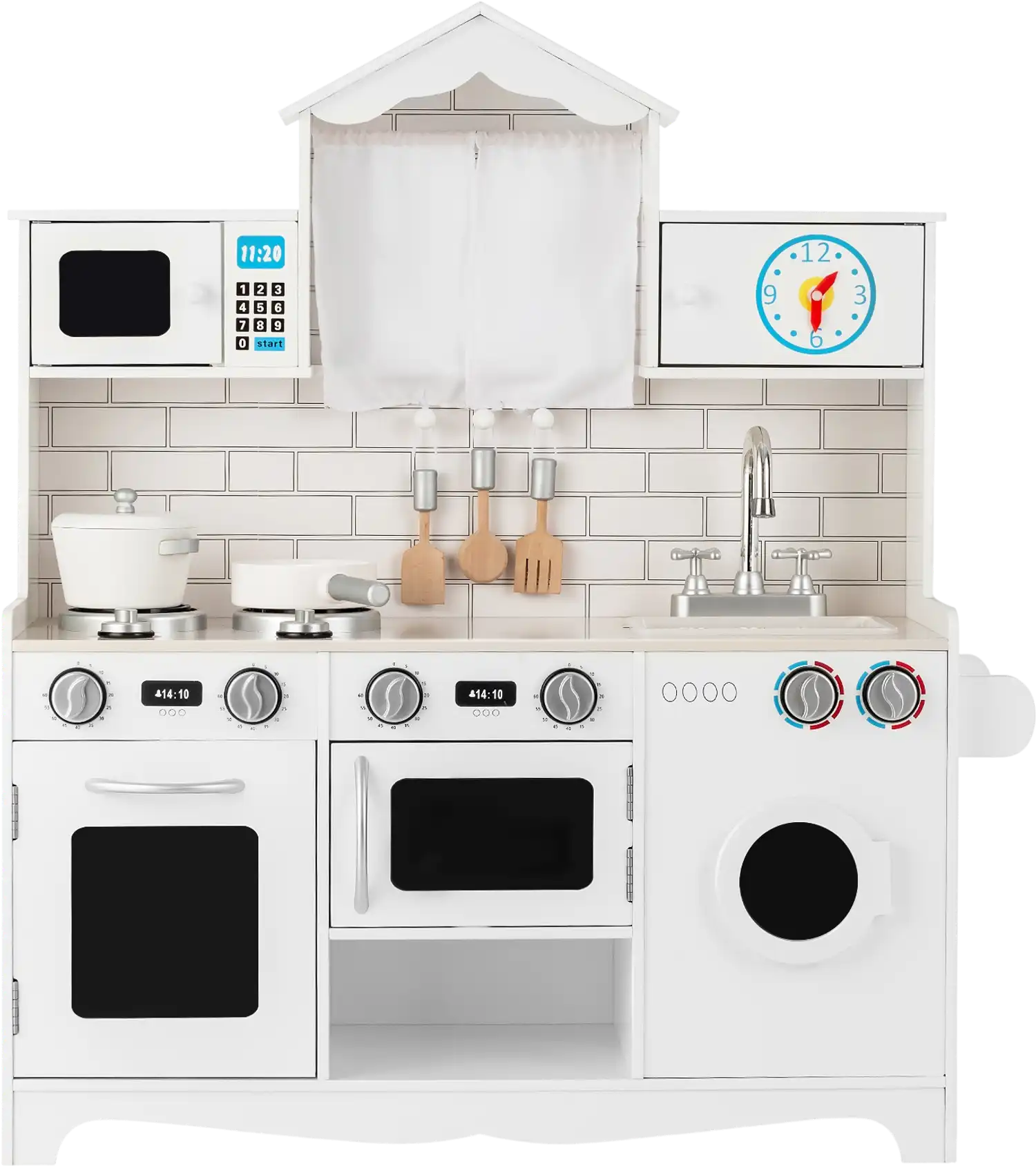 Costway Wooden Kids Play Kitchen w/ Washing Machine 42586790 New