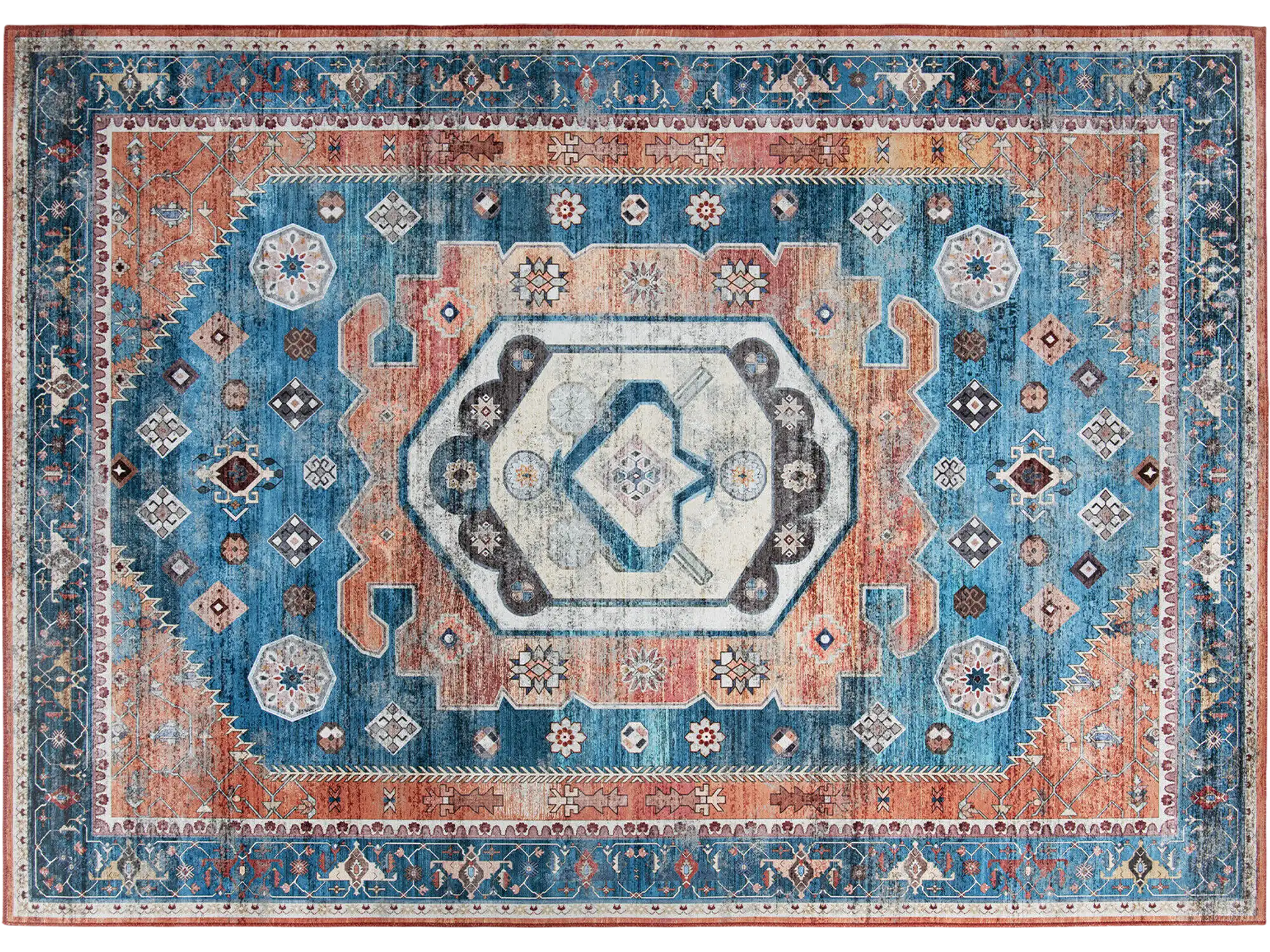 Costway 5' x 7' Distressed Vintage Indoor Area Rug Non-Shedding 76830429 New