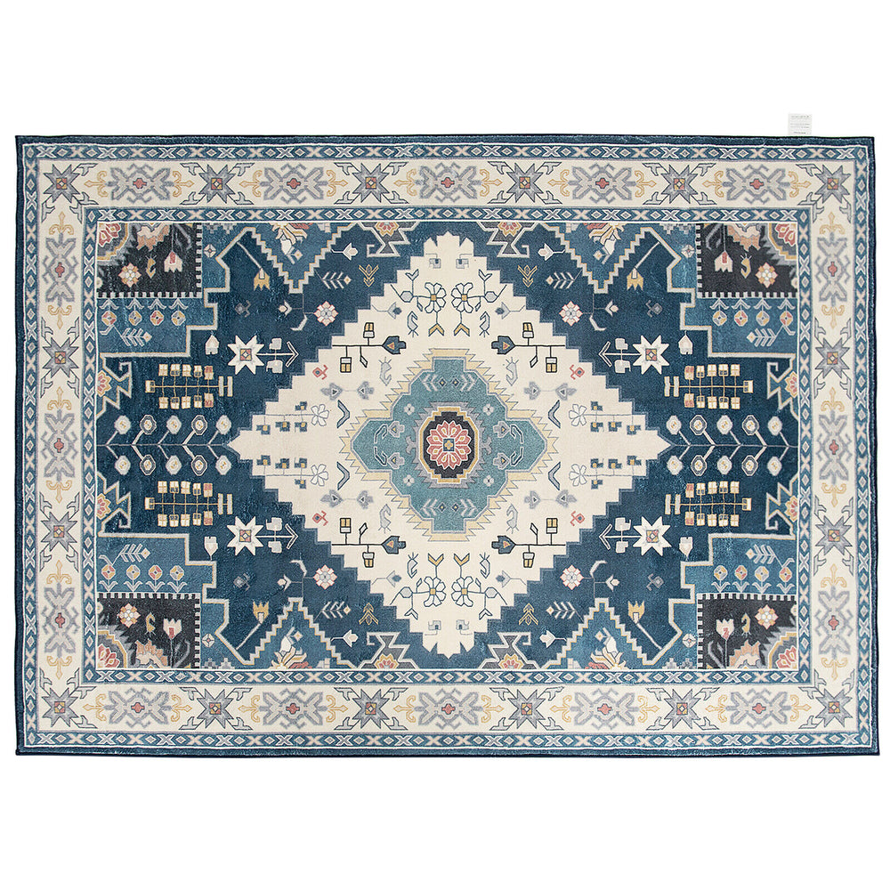 Faux wool fabric area rug with intricate pattern, ideal for living room or bedroom, featuring waterproof and.