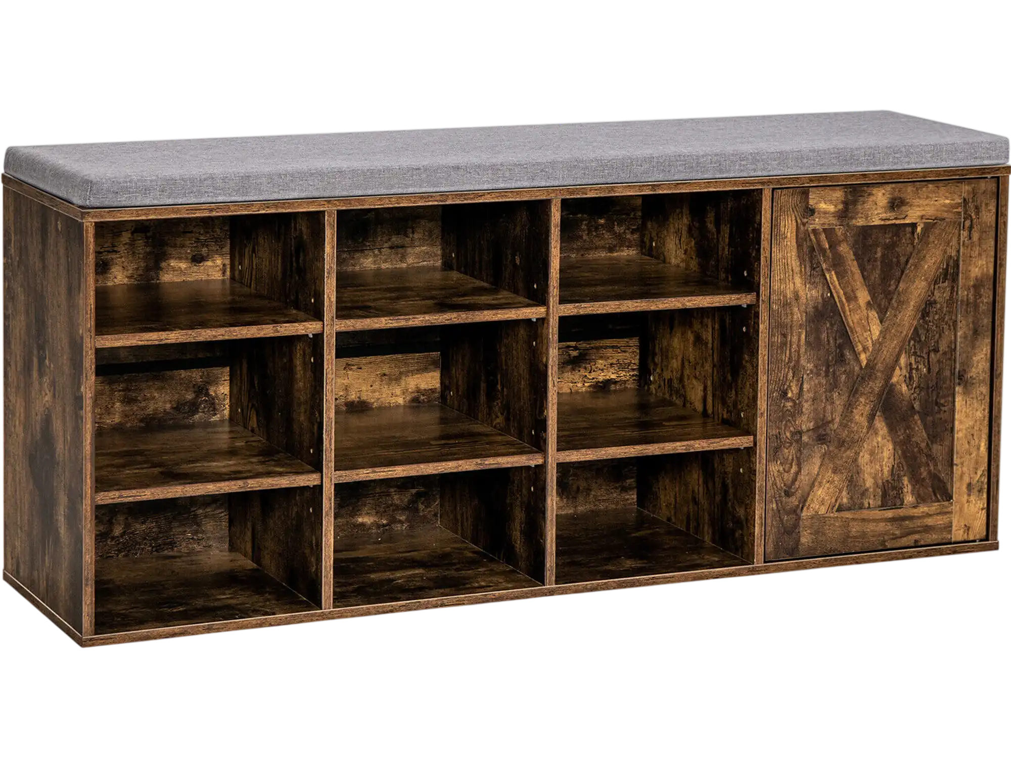Costway 9-Cube Shoe Storage Bench Cabinet w/ Adjustable Shelves Cushion 08563149 New