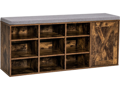 Costway 9-Cube Shoe Storage Bench Cabinet w/ Adjustable Shelves Cushion 08563149 New