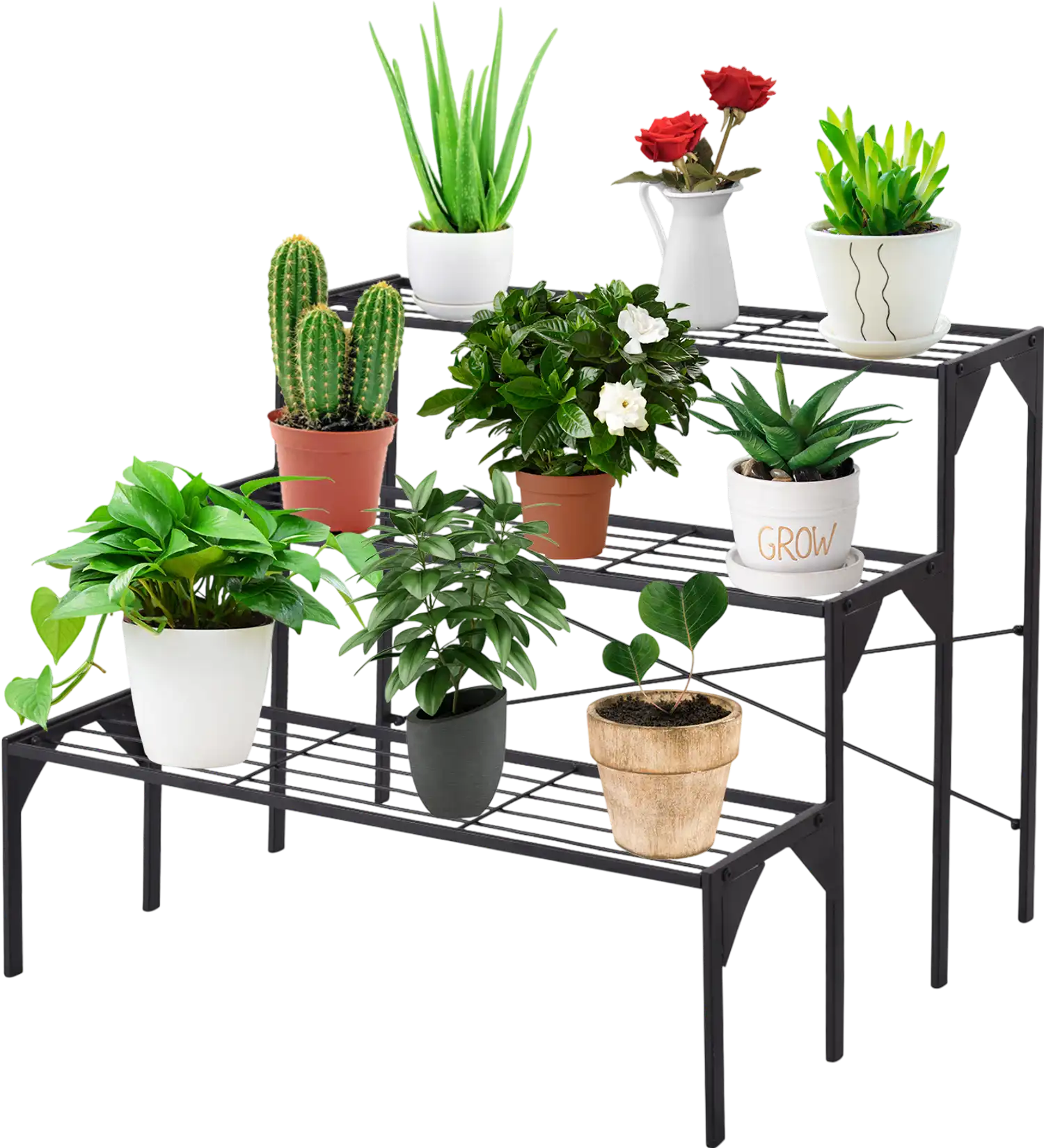 Costway 3-Tier Metal Plant Stand Heavy Duty Display Rack 92780563 New