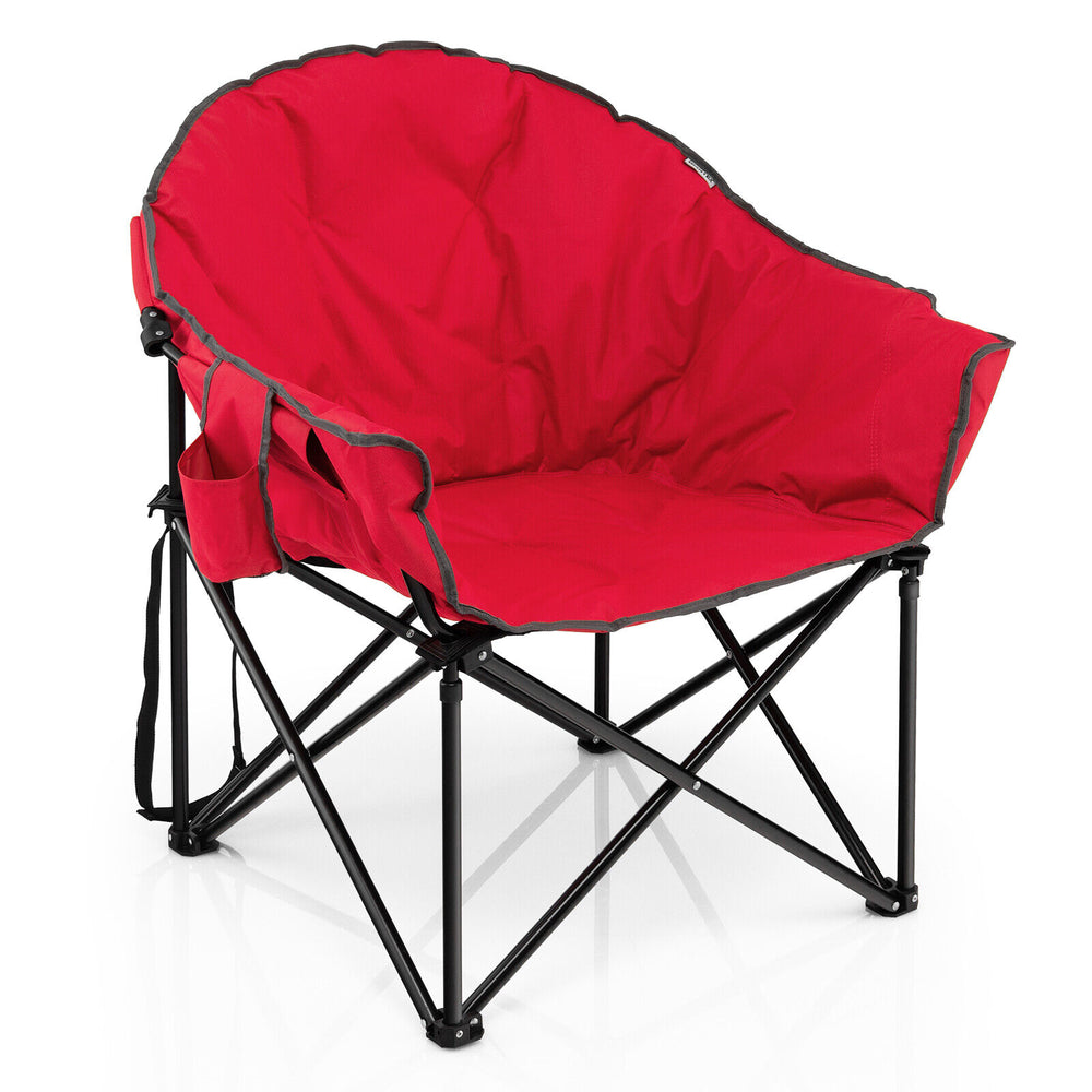 Folding Camping Moon Padded Chair with Carrying Bag-Red - Gallery View 1 of 9
