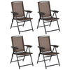 Set of 4 folding dining chairs with breathable fabric and adjustable backs, perfect for outdoor relaxation and.