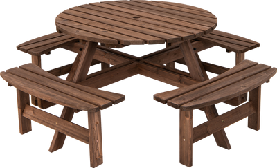 Costway Picnic Table and Bench Set 8 Seat Wood New