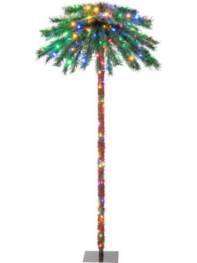 Costway 6' Pre-Lit Artificial Tropical Christmas Palm Tree 210 Multi-Color Lights 09412378 New