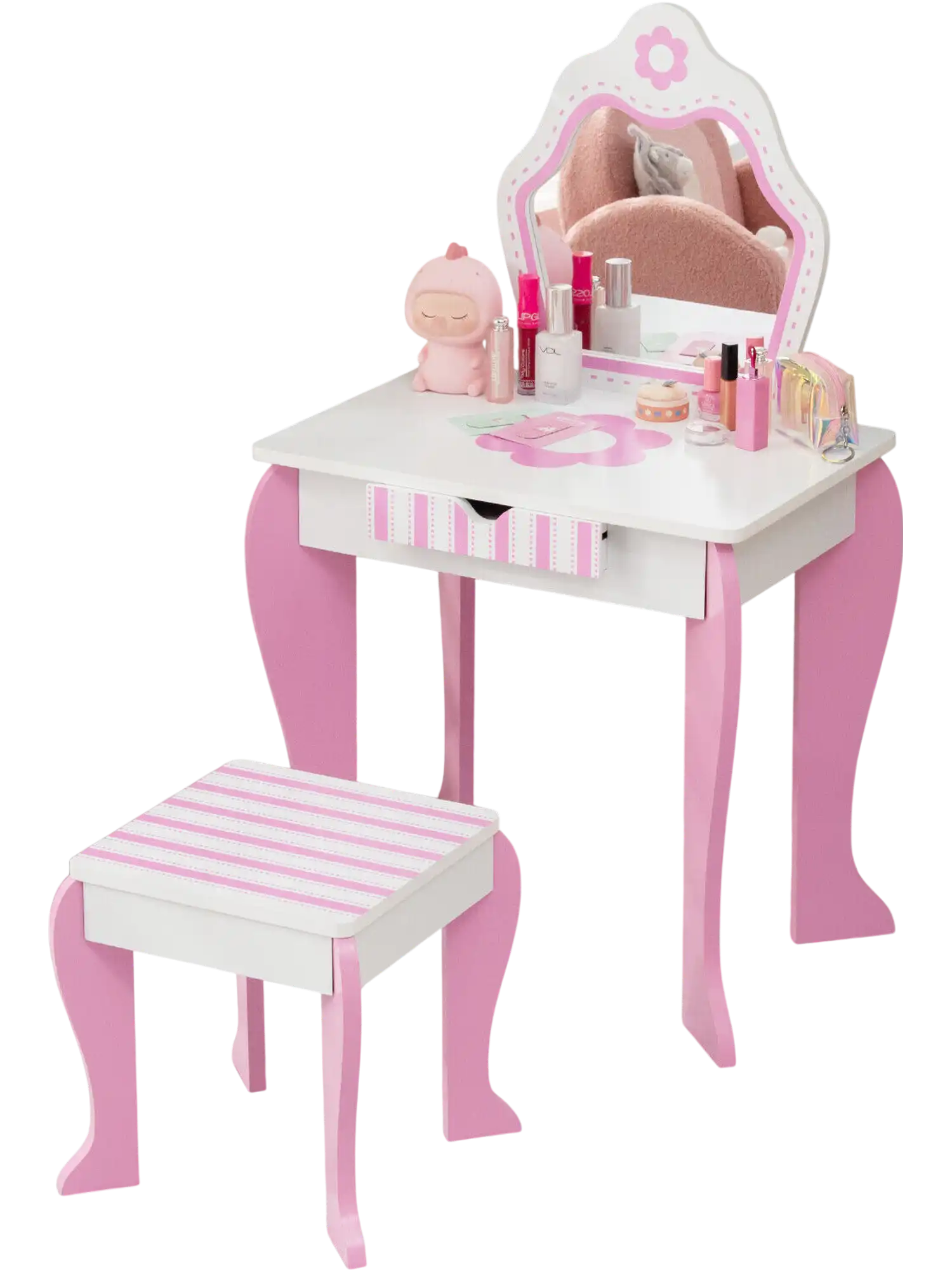 Costway 2-in-1 Toddler Kids Vanity Set Detachable Top White 91382764 New
