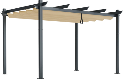 Costway Pergola with Retractable Canopy 10' x 13' Aluminum Frame 25473619 New