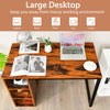 Rustic brown computer desk with large desktop and 5 side shelves, perfect for home office organization and workspace.