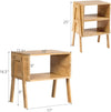 Bamboo nightstand sofa table with open compartment and storage shelf, ideal for bedroom or living room organization.
