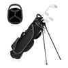 Side view of the 9-inch golf stand bag featuring a large golf ball pocket and a specially designed umbrella holder.