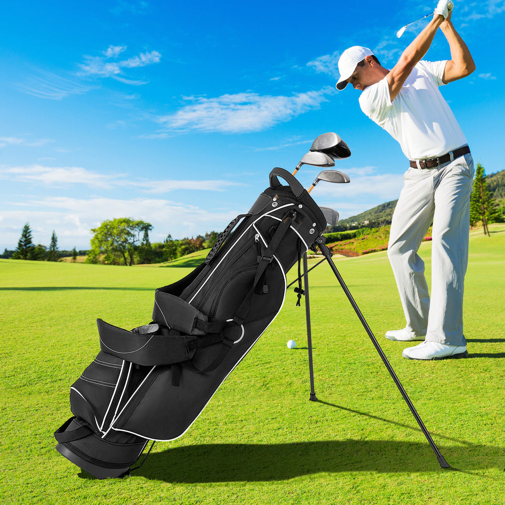 Golf Stand Cart Bag with 4 Way Divider Carry Organizer Pockets-Black - Gallery View 1 of 10