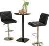 Black PU leather upholstered bar stool with adjustable height, chrome metal base, and ergonomic design for added.