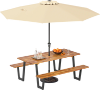 Outdoor Dining Table Set for 6 with 10 Feet Umbrella and Base