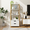 4-Tier Ladder Bookshelf Storage Display with 2 Drawers-White - Gallery View 1 of 9