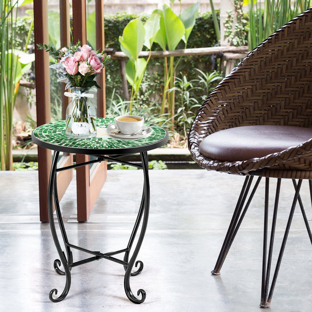 Outdoor Indoor Steel Accent Plant Stand Cobalt Table-Green - Gallery View 1 of 11