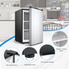 Compact 3 cubic feet upright freezer with stainless steel door, adjustable temperature control, and concealed handle.