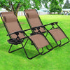 2 Pieces Folding Lounge Chair with Zero Gravity-Brown - Gallery View 1 of 10
