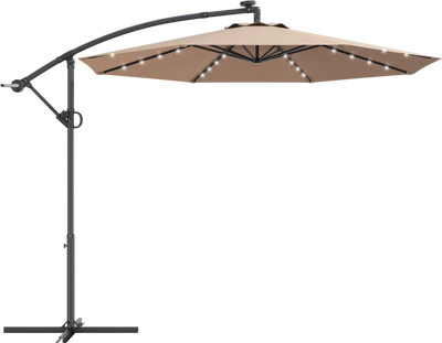 Costway 10' Solar LED Patio Offset Umbrella 360° Rotation 43685109 New