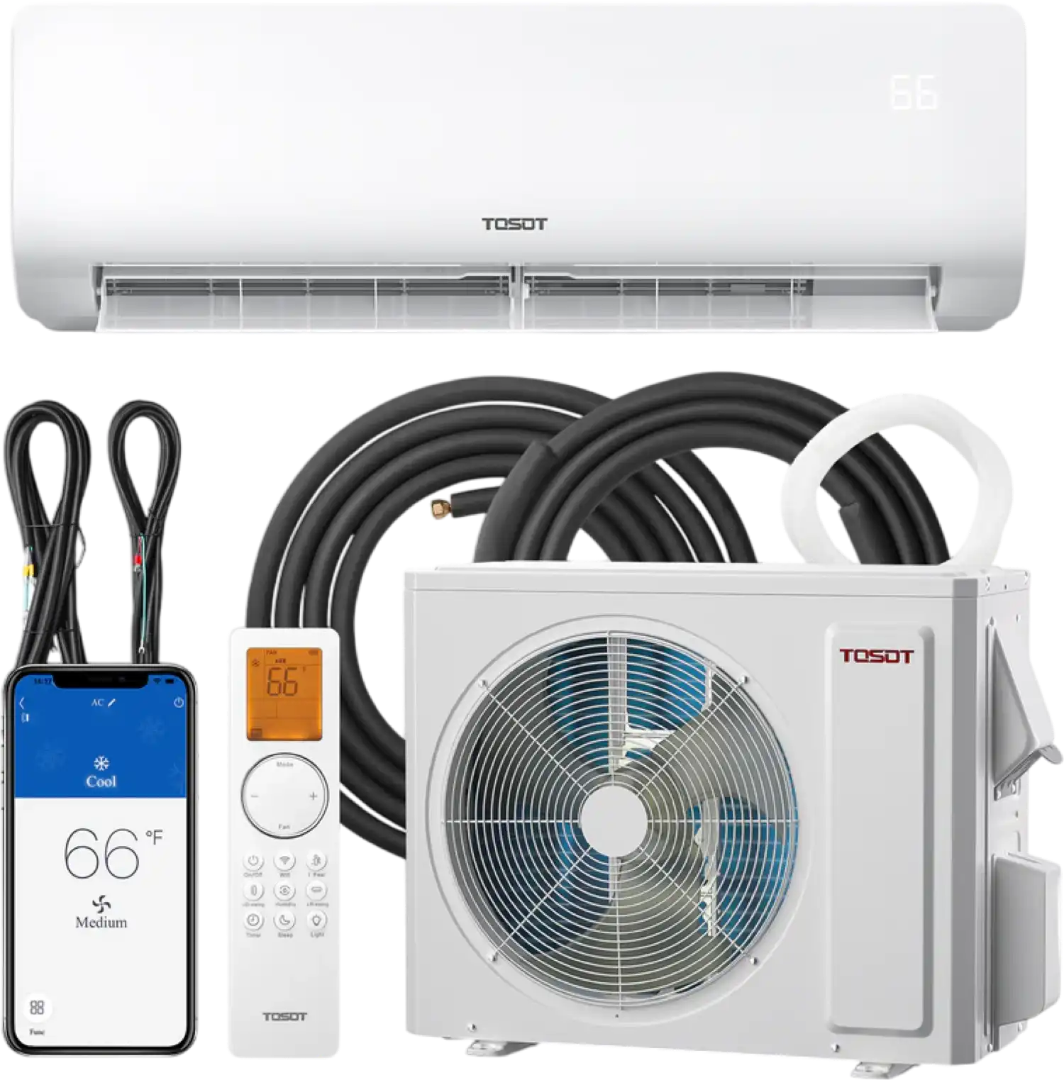 Tosot Mini-Split Air Conditioner with Heat Pump WiFi 12,000 BTU 750 Sq. Ft Cosmo Series New