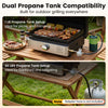1-burner portable gas griddle with lid features a non-stick ceramic plate, ideal for outdoor grilling and easy cleanup.