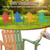 Stackable Adirondack chair in solid acacia wood, shown with DIY refinishing options for outdoor patio settings.
