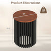 Elegant round coffee table made of solid acacia wood, featuring a walnut finish and modern design for living room use.