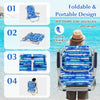 Foldable navy beach chair with adjustable backrest, cup holder, and storage pockets, perfect for outdoor relaxation.