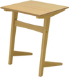 C-shaped wood side table with a wood veneered top, sturdy rubber wood frame, ideal for beside a couch or bed.