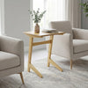 C-shaped wood side table with a veneered top, perfect for use beside a couch or armchair, supporting up to 165 lbs.