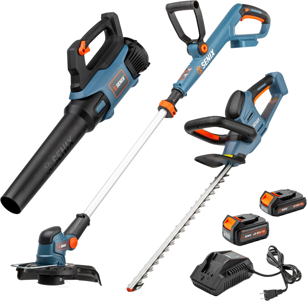 Senix 20 Volt Max 3 Tool Cordless Combo Kit String & Hedge Trimmers an – FactoryPure
