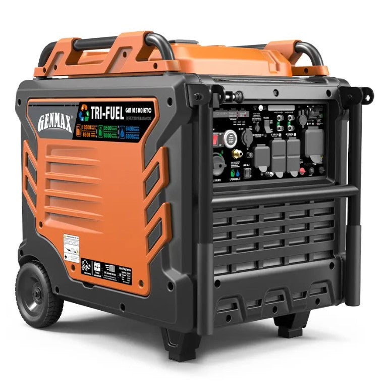 GENMAX GM10500iETC Tri-Fuel Inverter Generator 10500-Watt Tri Fuel Portable 50A Generator with Remote Start