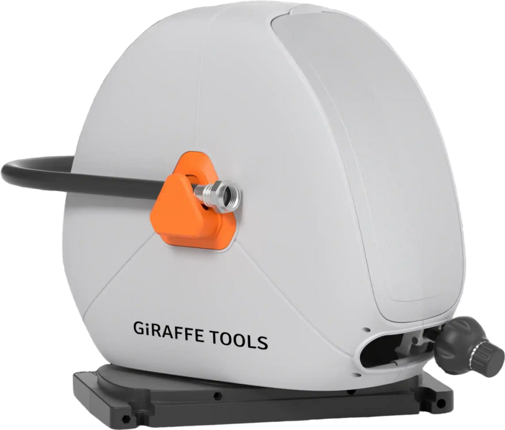Giraffe Tools Ground-Mounted Retractable Irrigation Hose Reel 5/8 in 79ft Light Grey New