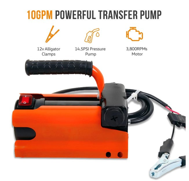 Super Handy GUF001 Portable Diesel Fuel Transfer Pump Kit 12V 10GPM 3/4" NPT Inlet/Outlets New