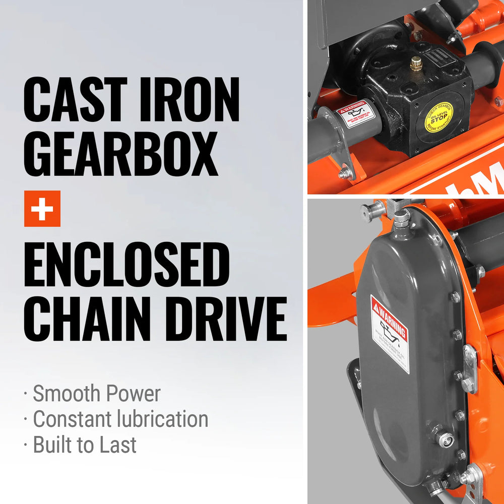 48 in Rotary Tiller,  3 Point Hitch Cat.1,  Chain Drive,  PTO Shaft Included with Shear Bolt,  18-35 HP,  LRT48
