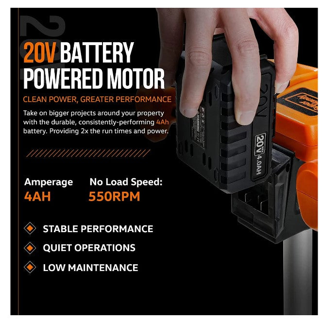Super Handy GUT141 Electric Earth Auger 20V 4Ah Battery System 12" x 3" Drill Bit 3/4" Shaft New