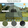 1-person folding camping tent cot with sunshade, durable 190T polyester, ideal for outdoor use and ventilation.